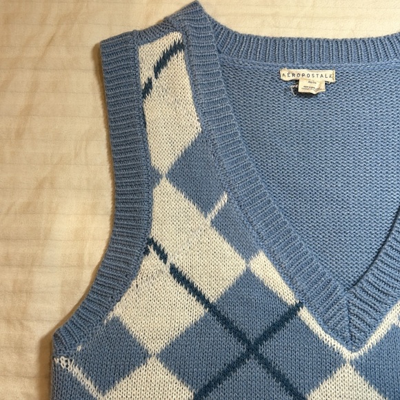 AÉROPOSTALE knitted blue sweater vest - Picture 5 of 7